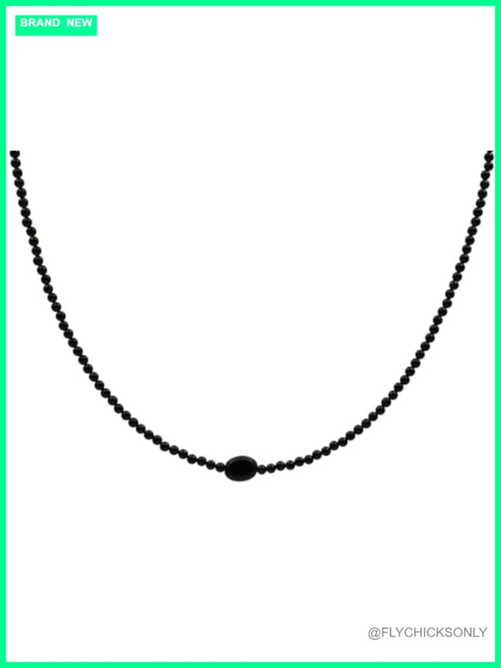 Black Onyx Semi Precious Gemstone Pendant Dainty Choker Necklace 16.5 Inch